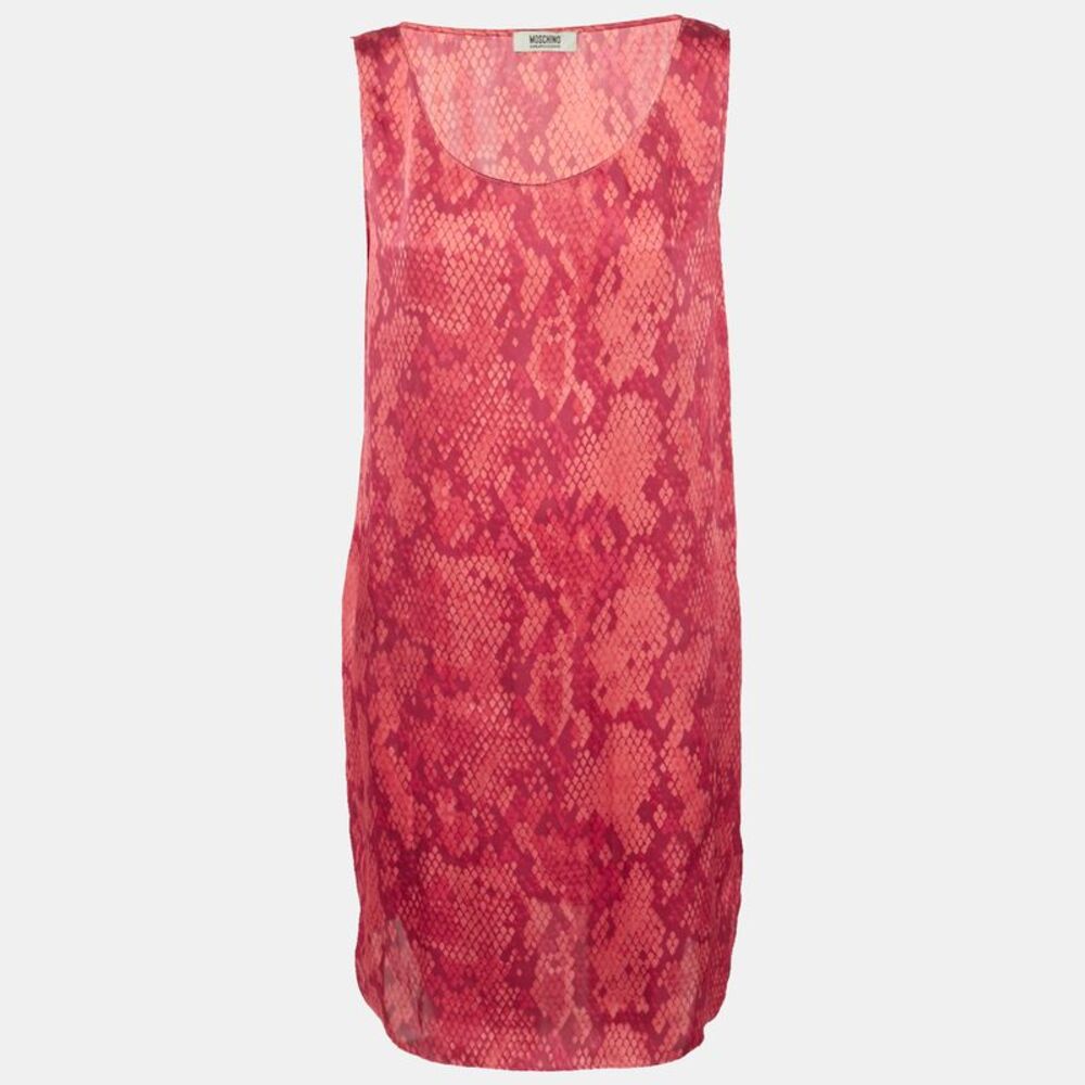 Moschino Cheap And Chic Red Printed Satin Sleeveless Short Dress L